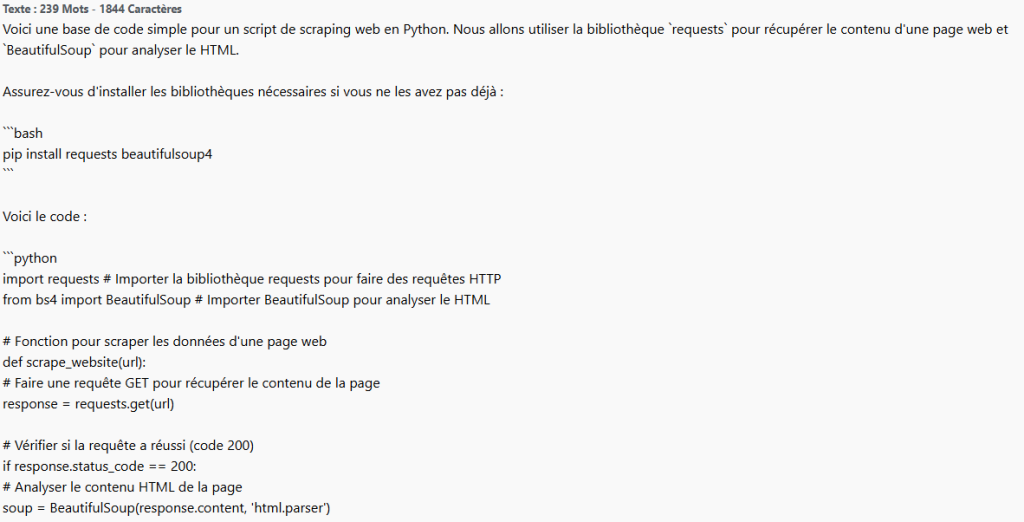 Zoom sur une génération de script Python à partir du modèle disponible sur Allready.