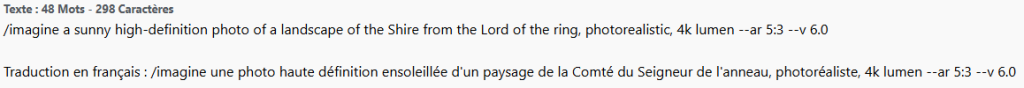 Zoom sur une génération de prompt Midjourney personnalisé à partir du modèle disponible sur Allready.